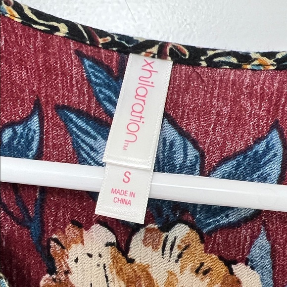 Xhilaration Floral Romper- Burgundy and Blue - Picture 2 of 7